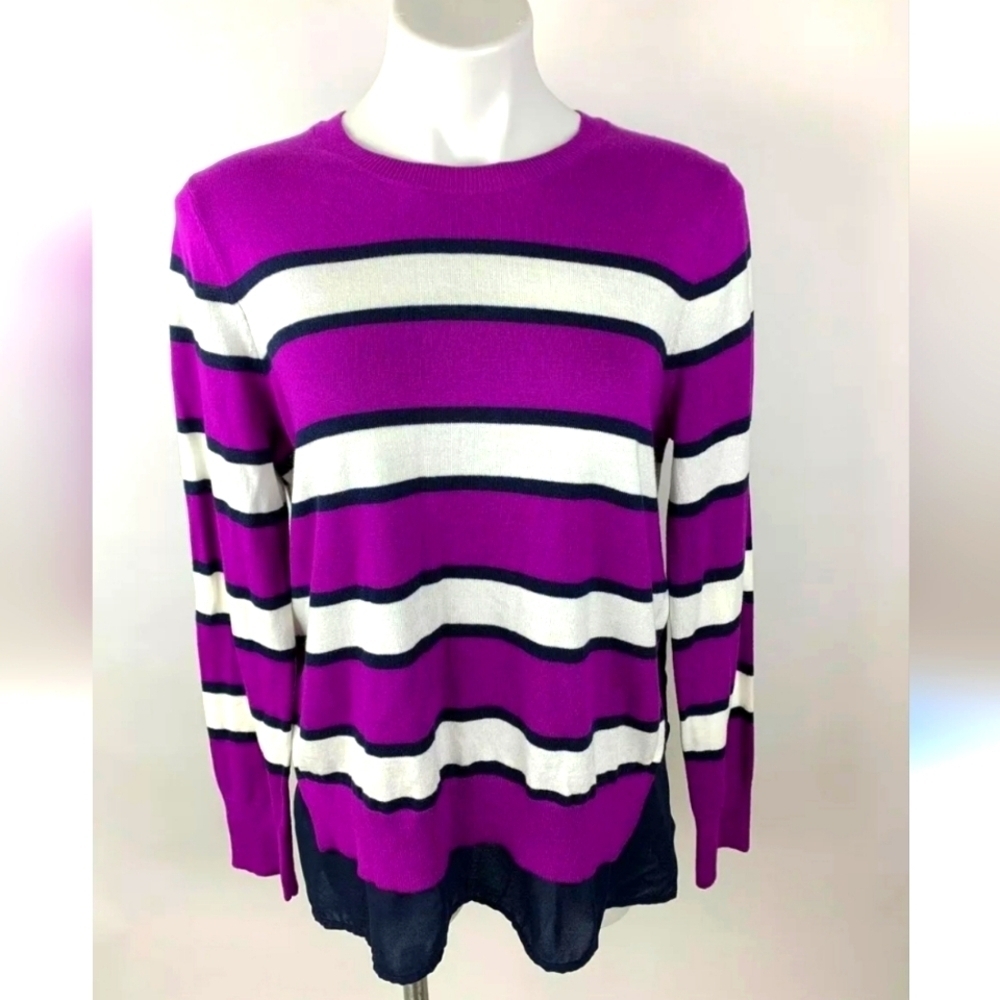 The Limited Long sleeve Magenta striped sweater Size small